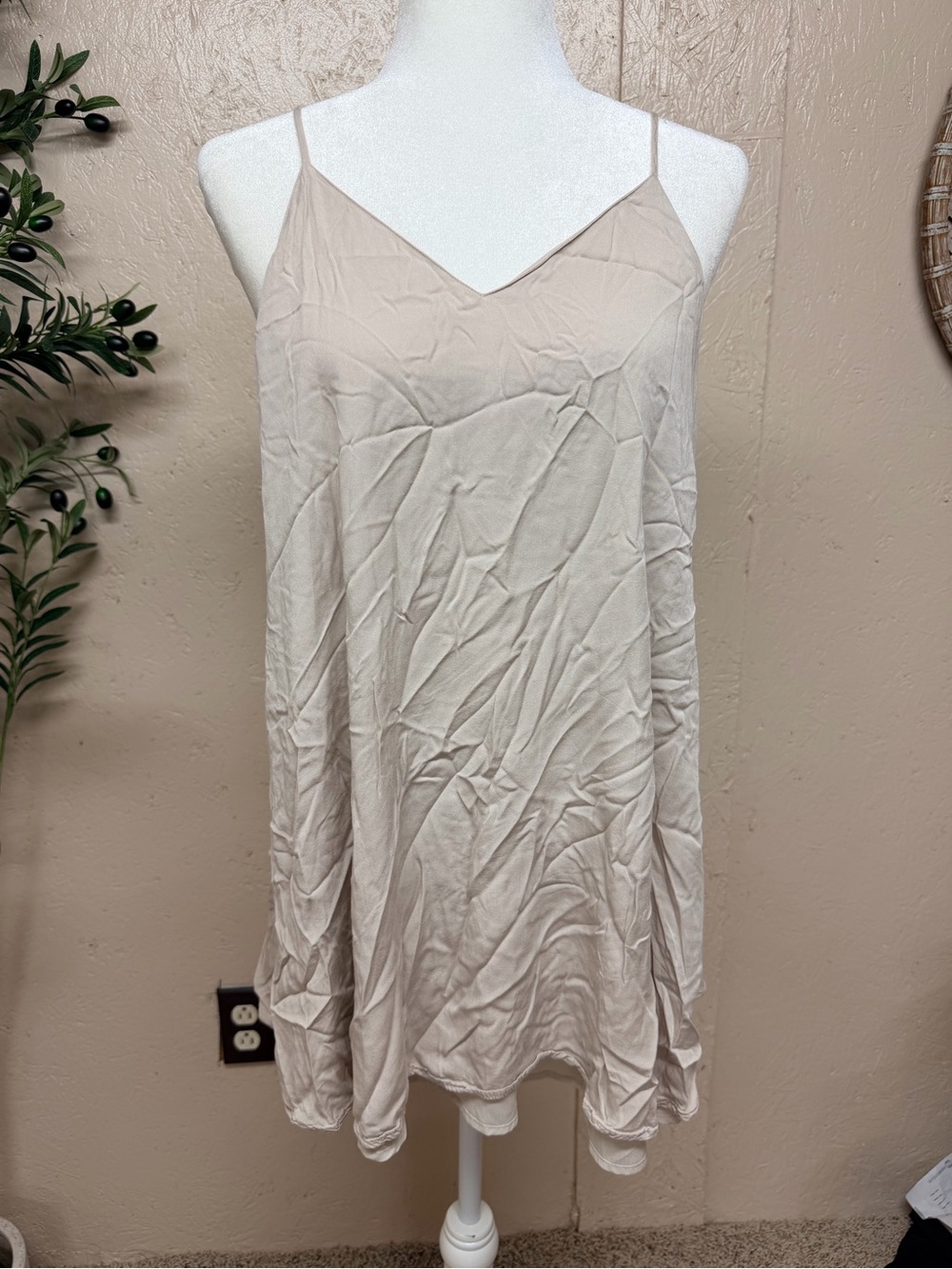 Tobi Beige Spaghetti Strap Slip Tank Top
